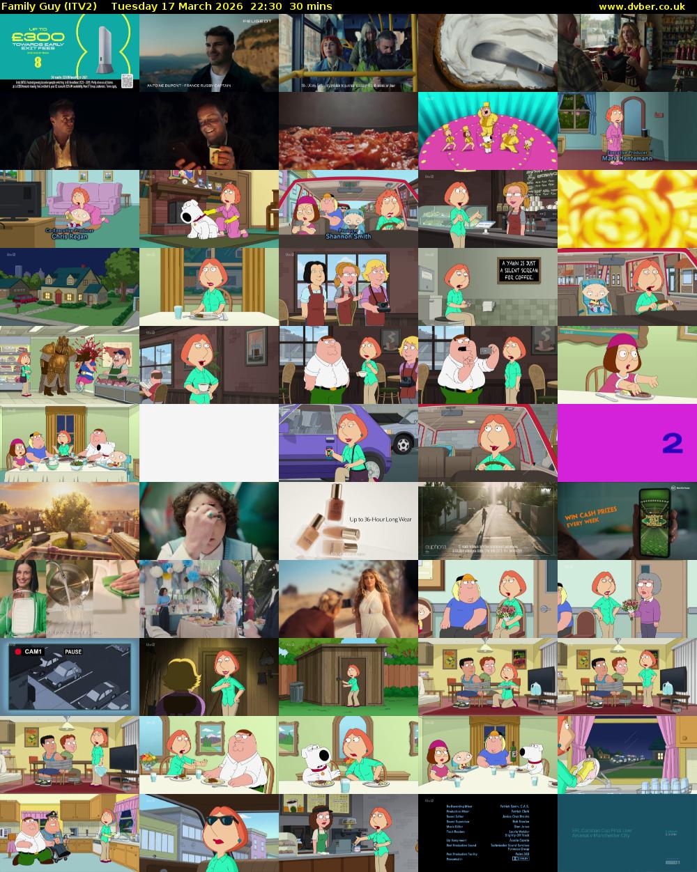 Family Guy (ITV2) Tuesday 17 March 2026 22:30 - 23:00