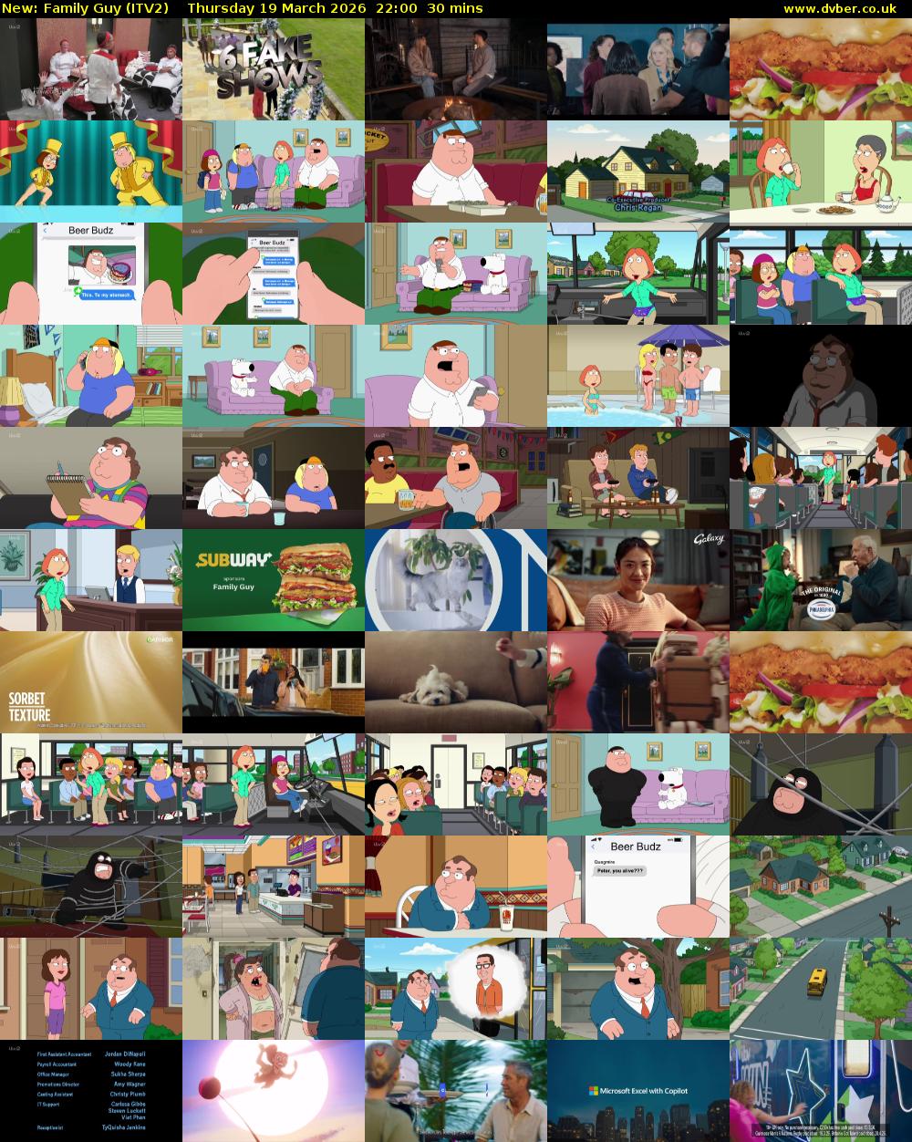 Family Guy (ITV2) Thursday 19 March 2026 22:00 - 22:30