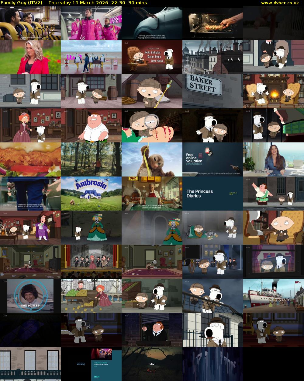 Family Guy (ITV2) Thursday 19 March 2026 22:30 - 23:00