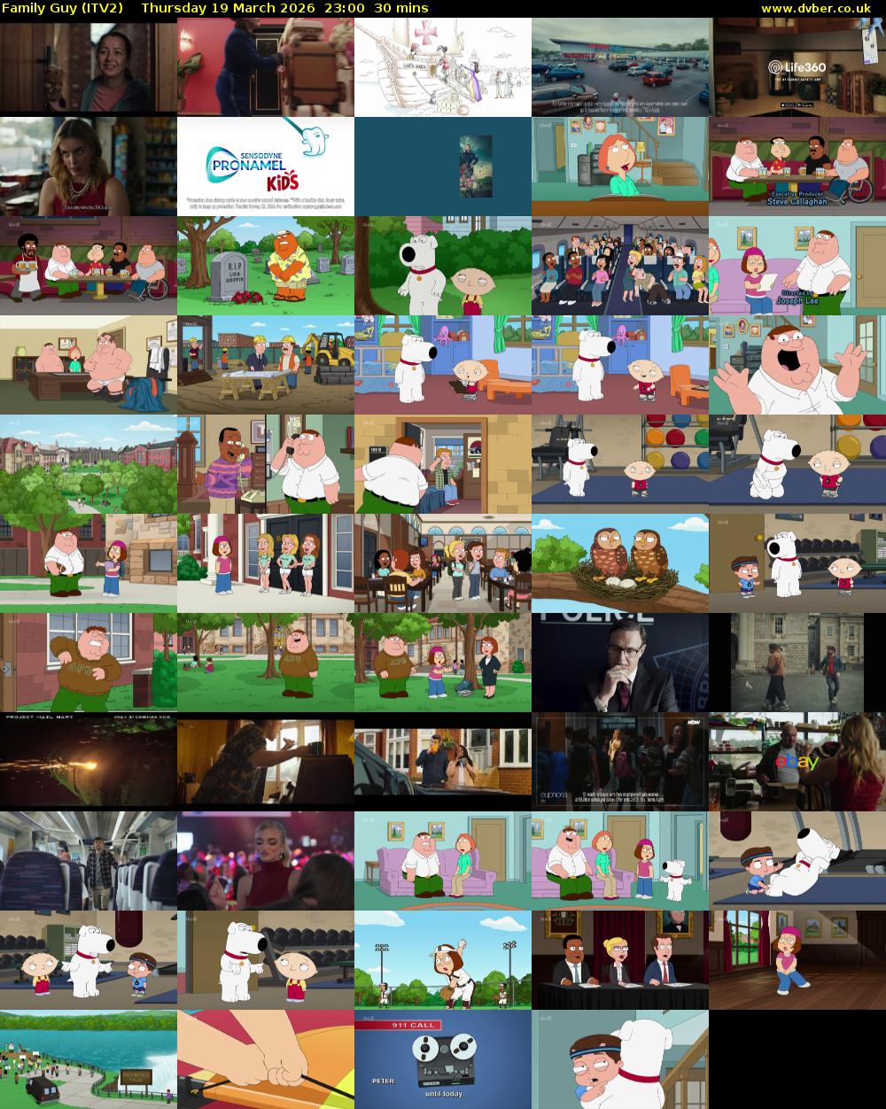 Family Guy (ITV2) Thursday 19 March 2026 23:00 - 23:30