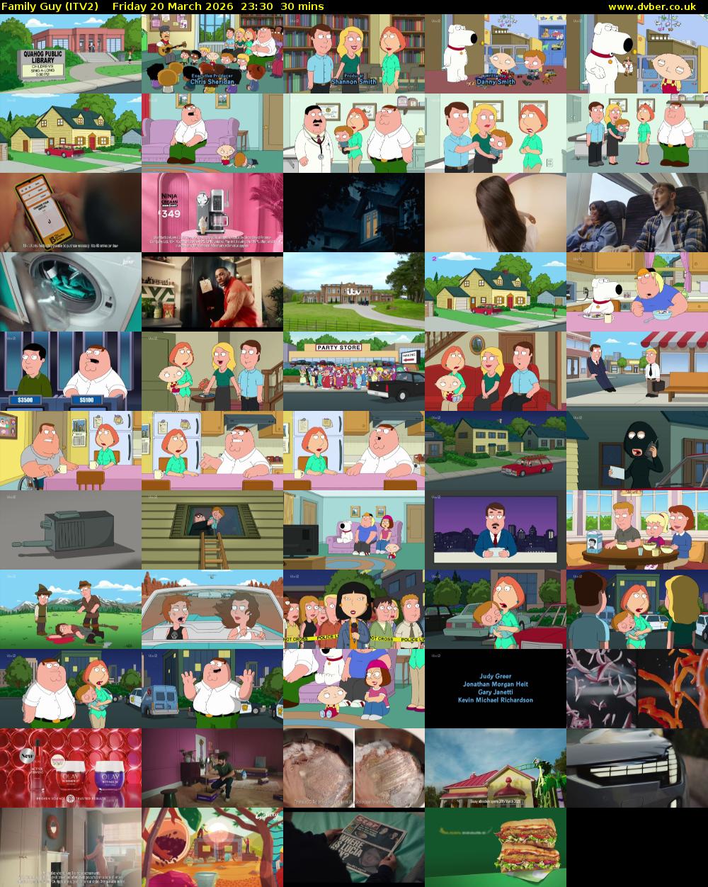 Family Guy (ITV2) Friday 20 March 2026 23:30 - 00:00