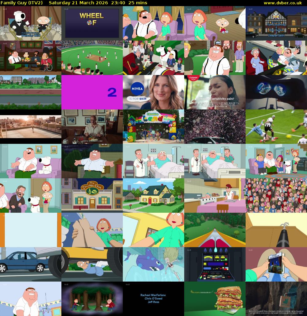 Family Guy (ITV2) Saturday 21 March 2026 23:40 - 00:05