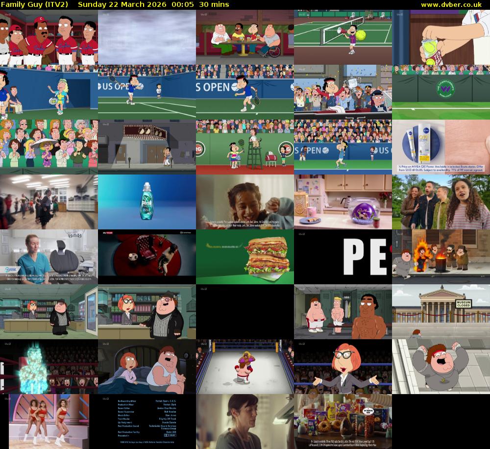 Family Guy (ITV2) Sunday 22 March 2026 00:05 - 00:35