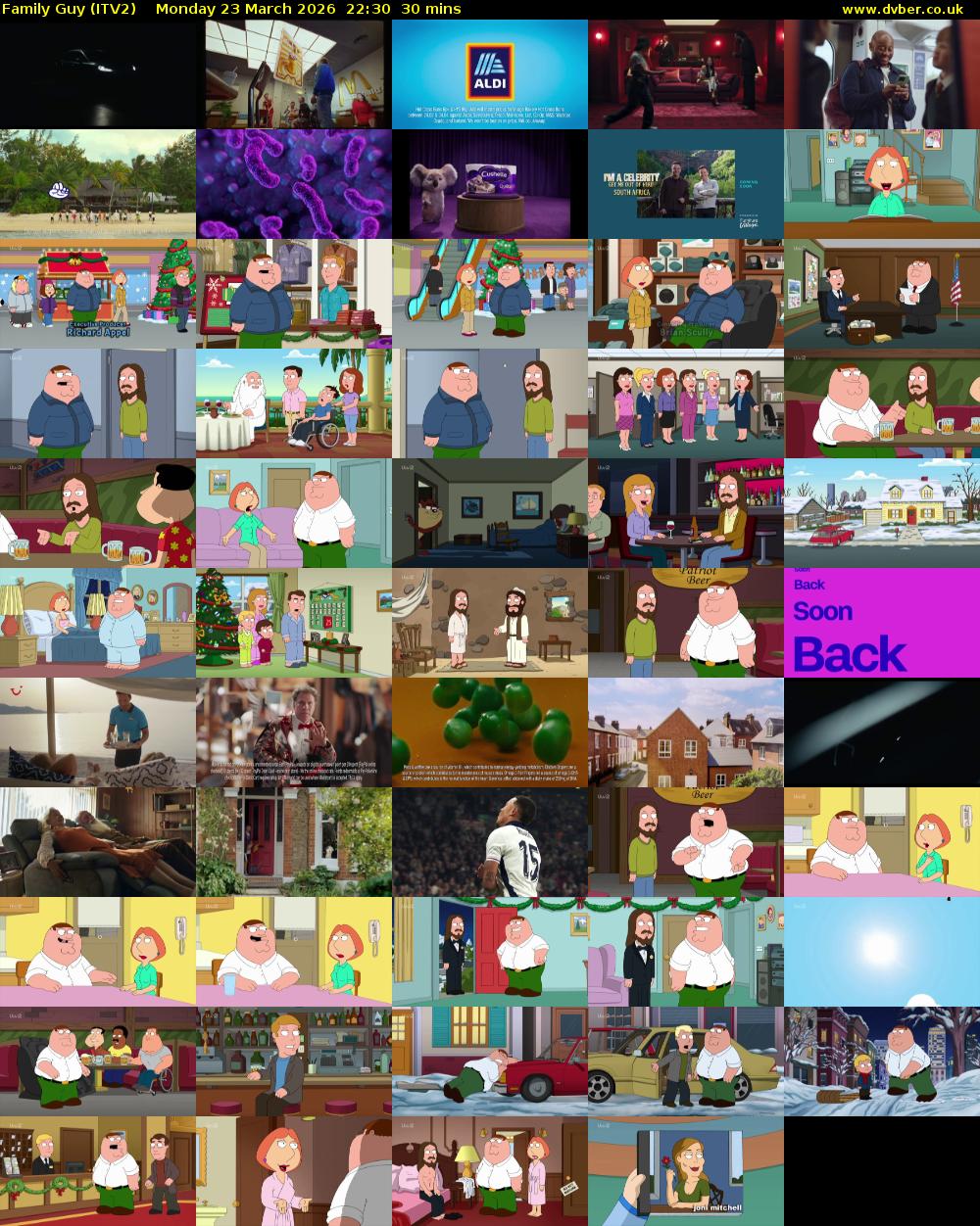 Family Guy (ITV2) Monday 23 March 2026 22:30 - 23:00