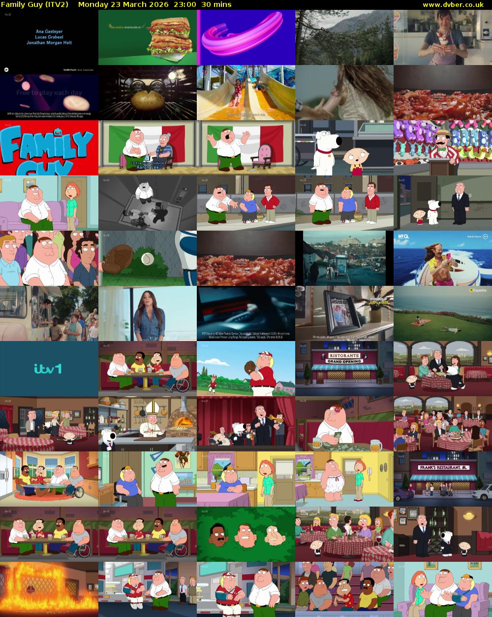 Family Guy (ITV2) Monday 23 March 2026 23:00 - 23:30