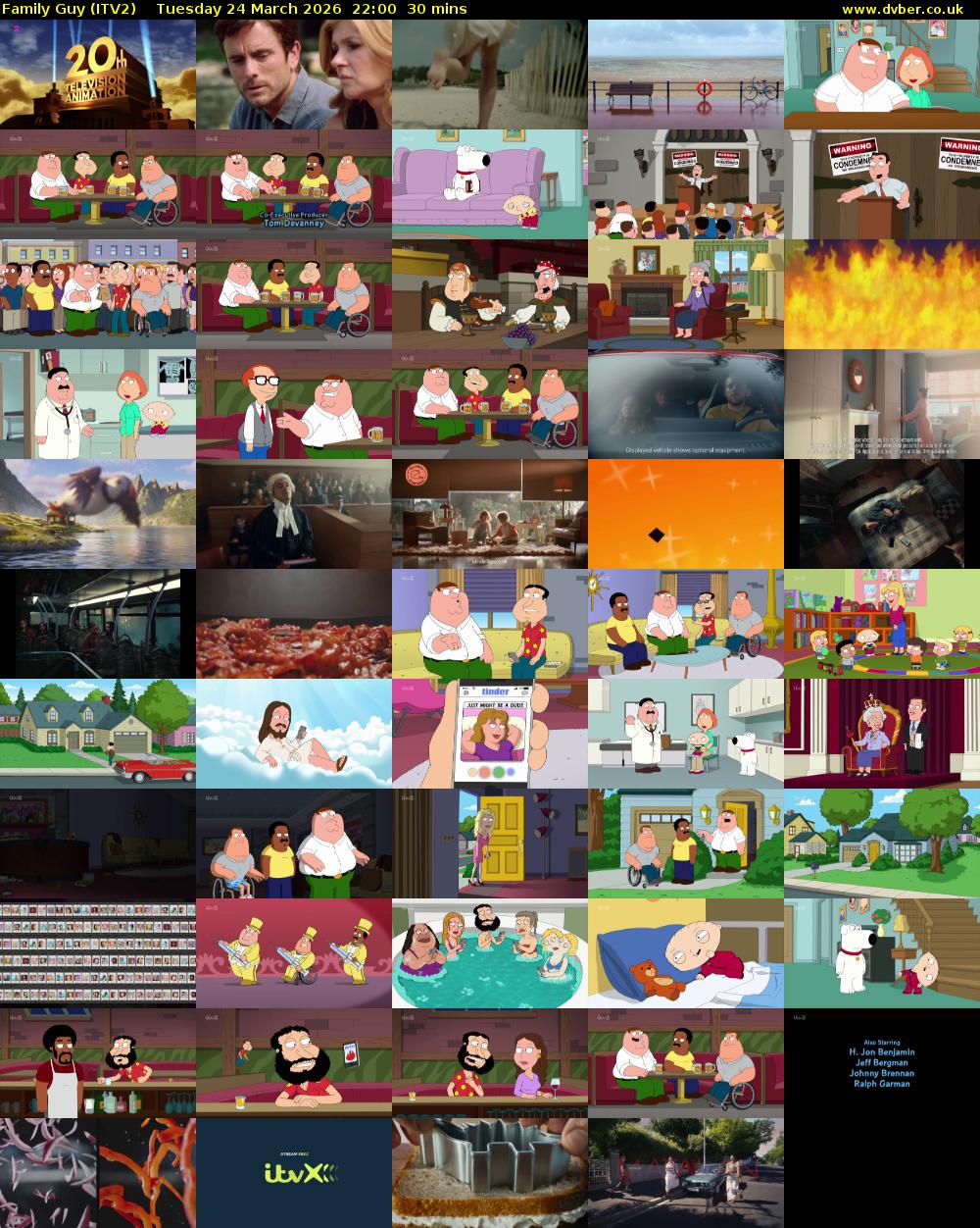 Family Guy (ITV2) Tuesday 24 March 2026 22:00 - 22:30