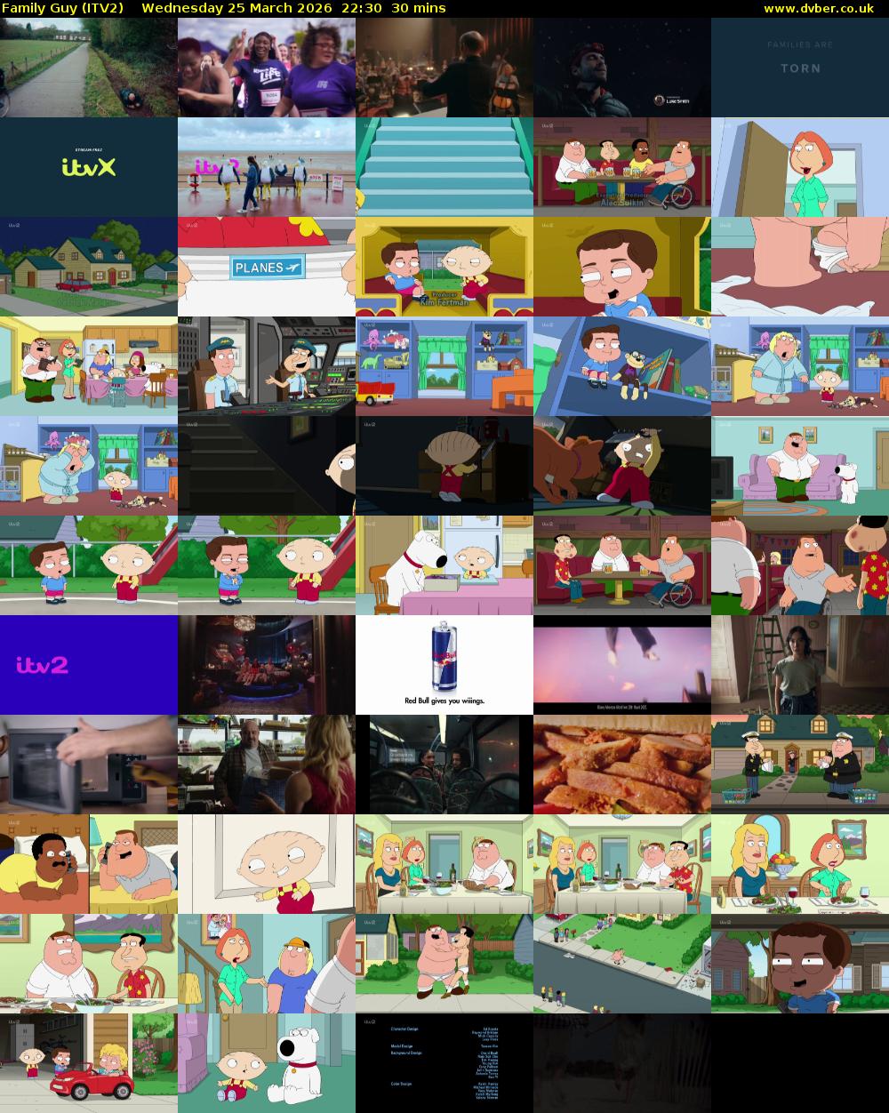 Family Guy (ITV2) Wednesday 25 March 2026 22:30 - 23:00