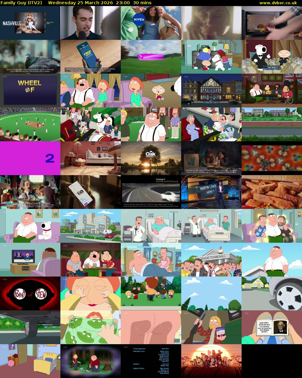 Family Guy (ITV2) Wednesday 25 March 2026 23:00 - 23:30