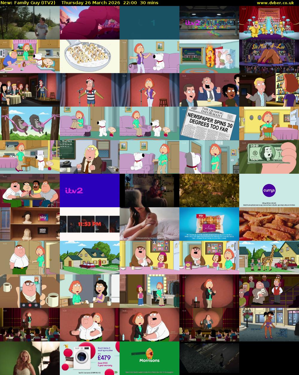 Family Guy (ITV2) Thursday 26 March 2026 22:00 - 22:30
