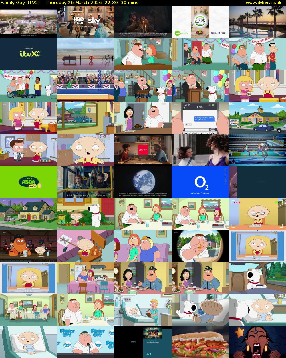 Family Guy (ITV2) Thursday 26 March 2026 22:30 - 23:00