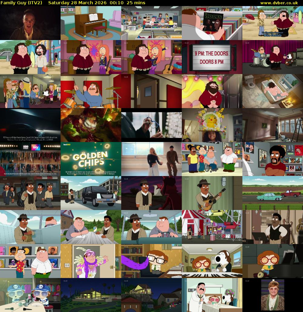 Family Guy (ITV2) Saturday 28 March 2026 00:10 - 00:35