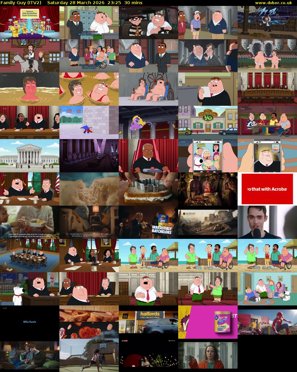 Family Guy (ITV2) Saturday 28 March 2026 23:25 - 23:55