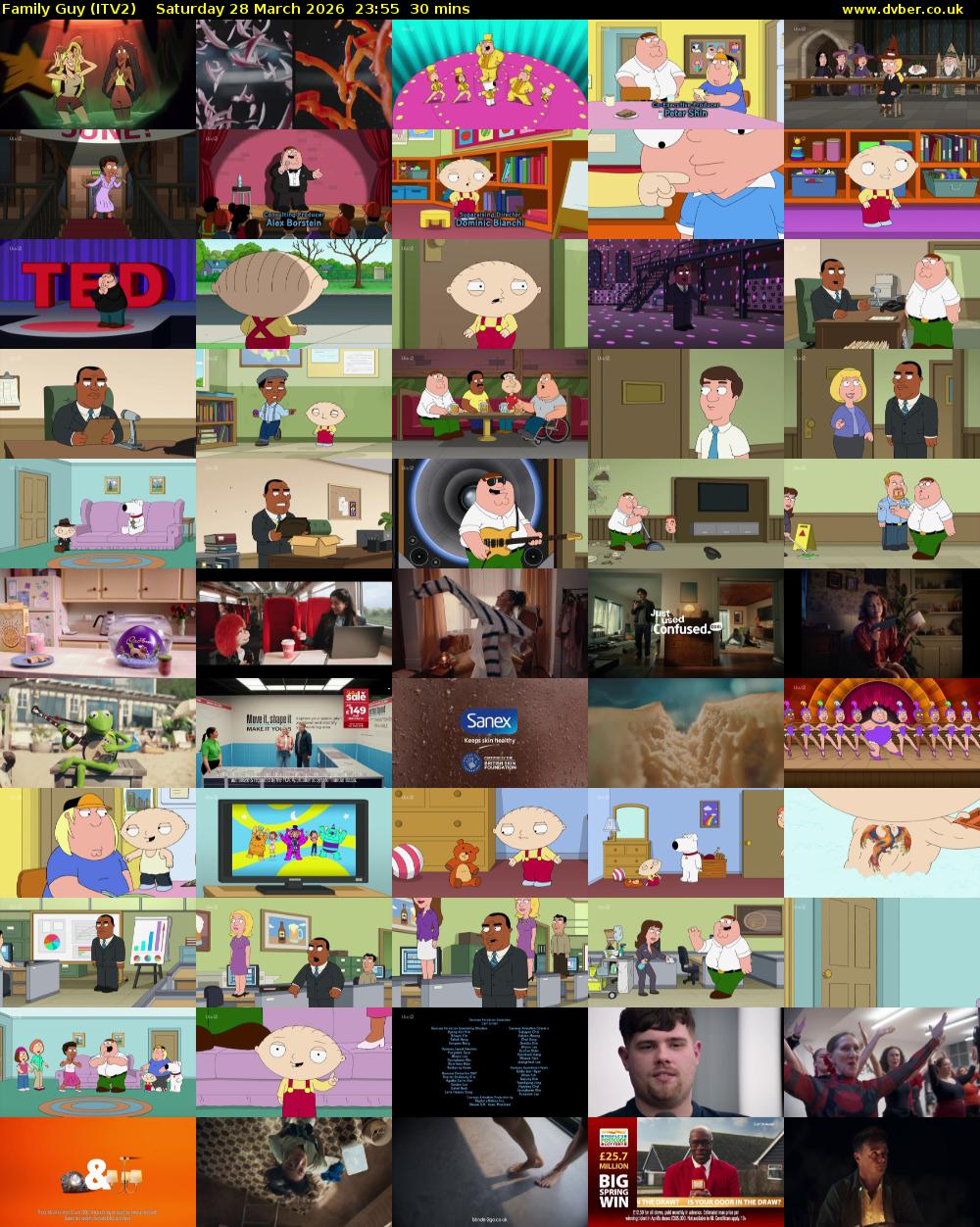 Family Guy (ITV2) Saturday 28 March 2026 23:55 - 00:25