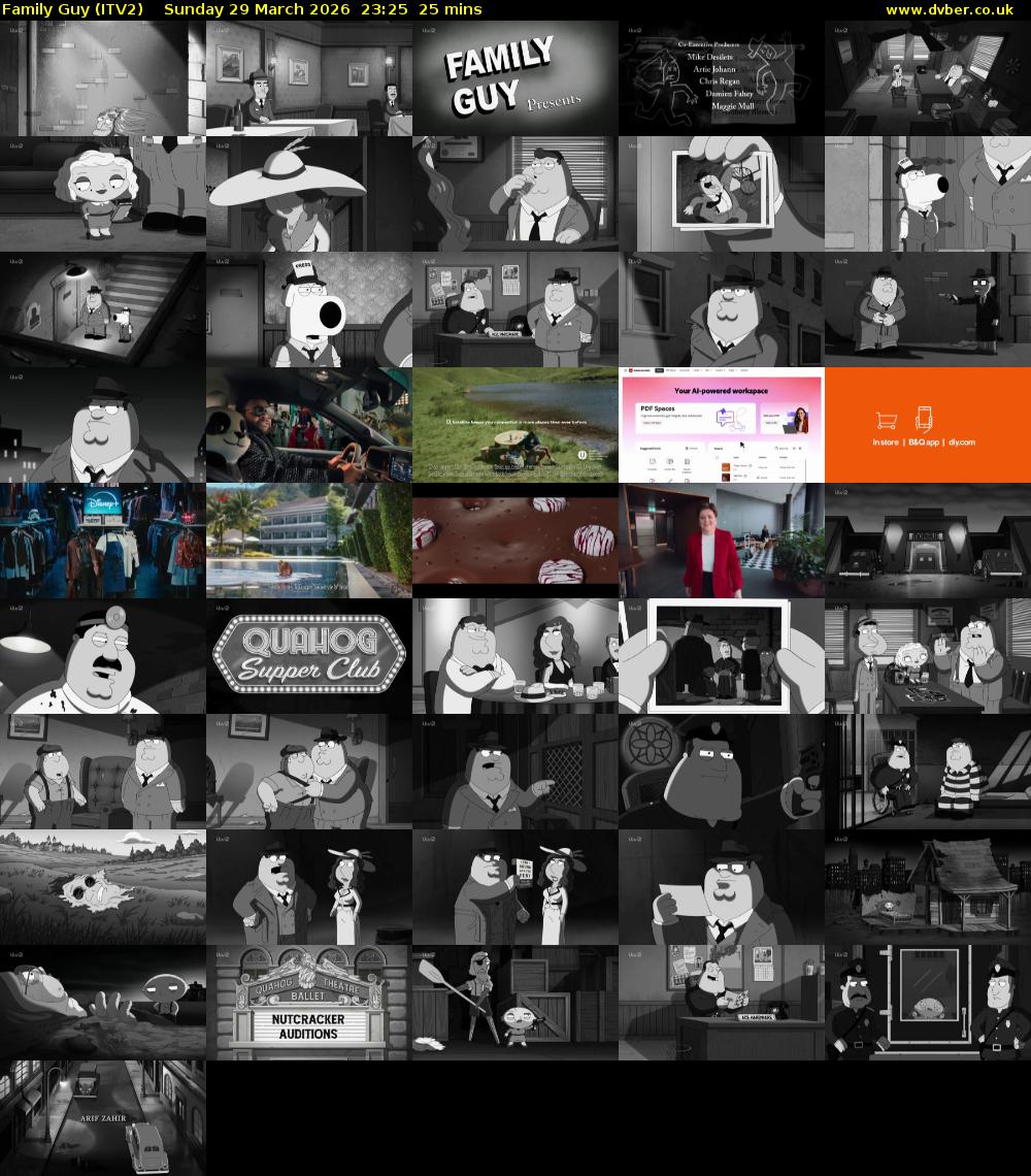 Family Guy (ITV2) Sunday 29 March 2026 23:25 - 23:50