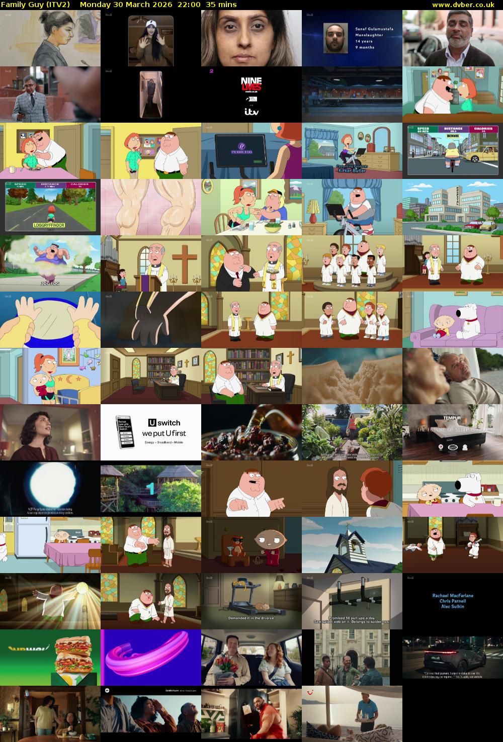 Family Guy (ITV2) Monday 30 March 2026 22:00 - 22:35