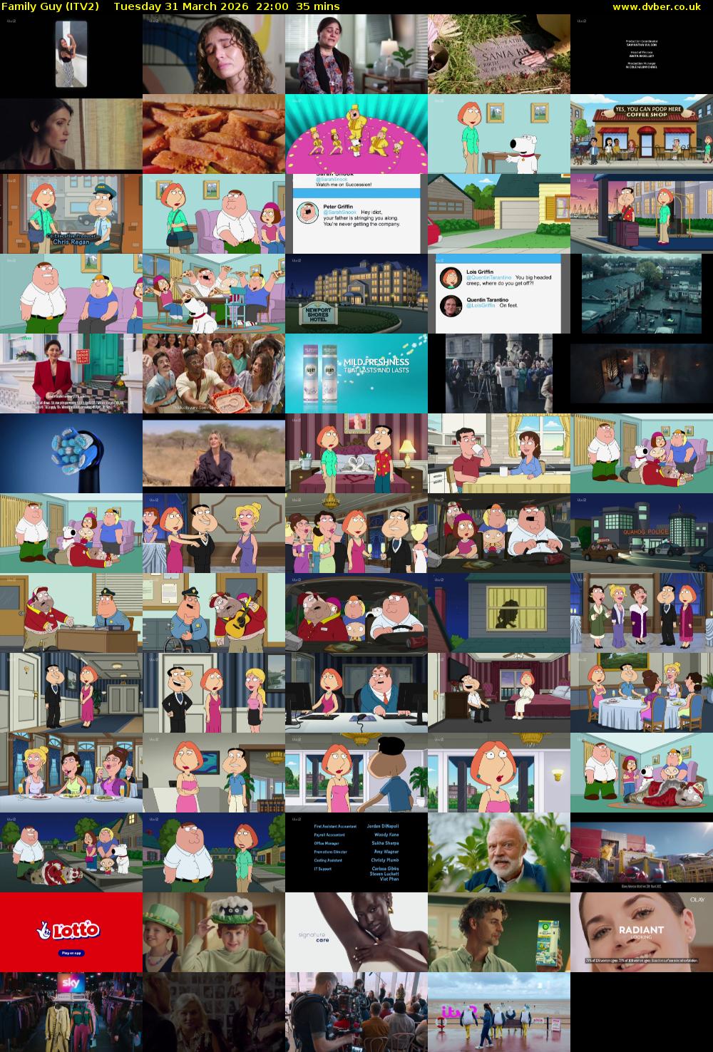 Family Guy (ITV2) Tuesday 31 March 2026 22:00 - 22:35