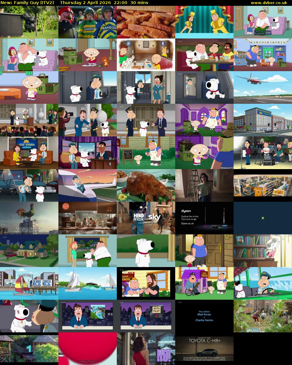 Family Guy (ITV2) Thursday 2 April 2026 22:00 - 22:30