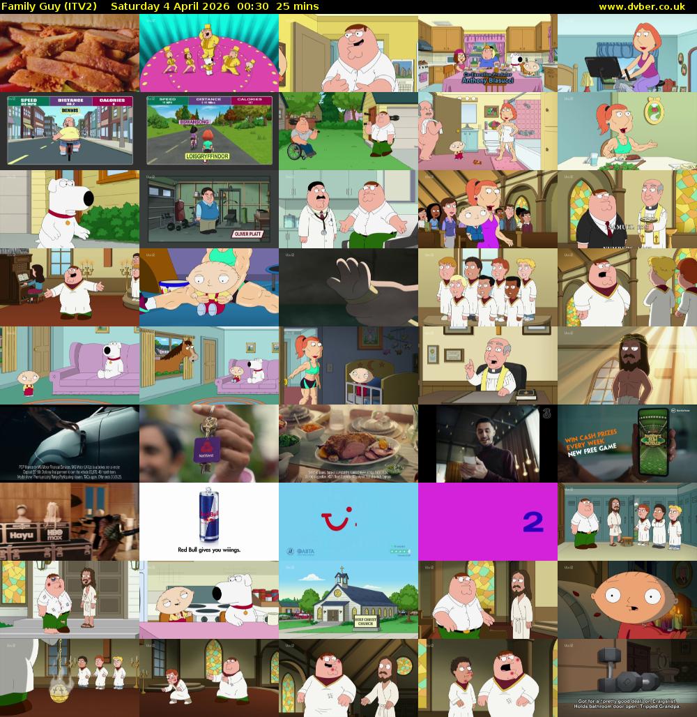 Family Guy (ITV2) Saturday 4 April 2026 00:30 - 00:55