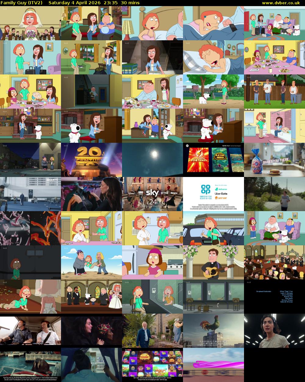 Family Guy (ITV2) Saturday 4 April 2026 23:35 - 00:05