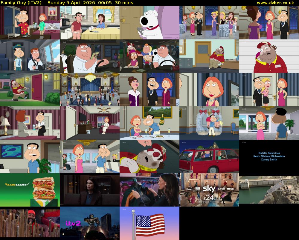 Family Guy (ITV2) Sunday 5 April 2026 00:05 - 00:35