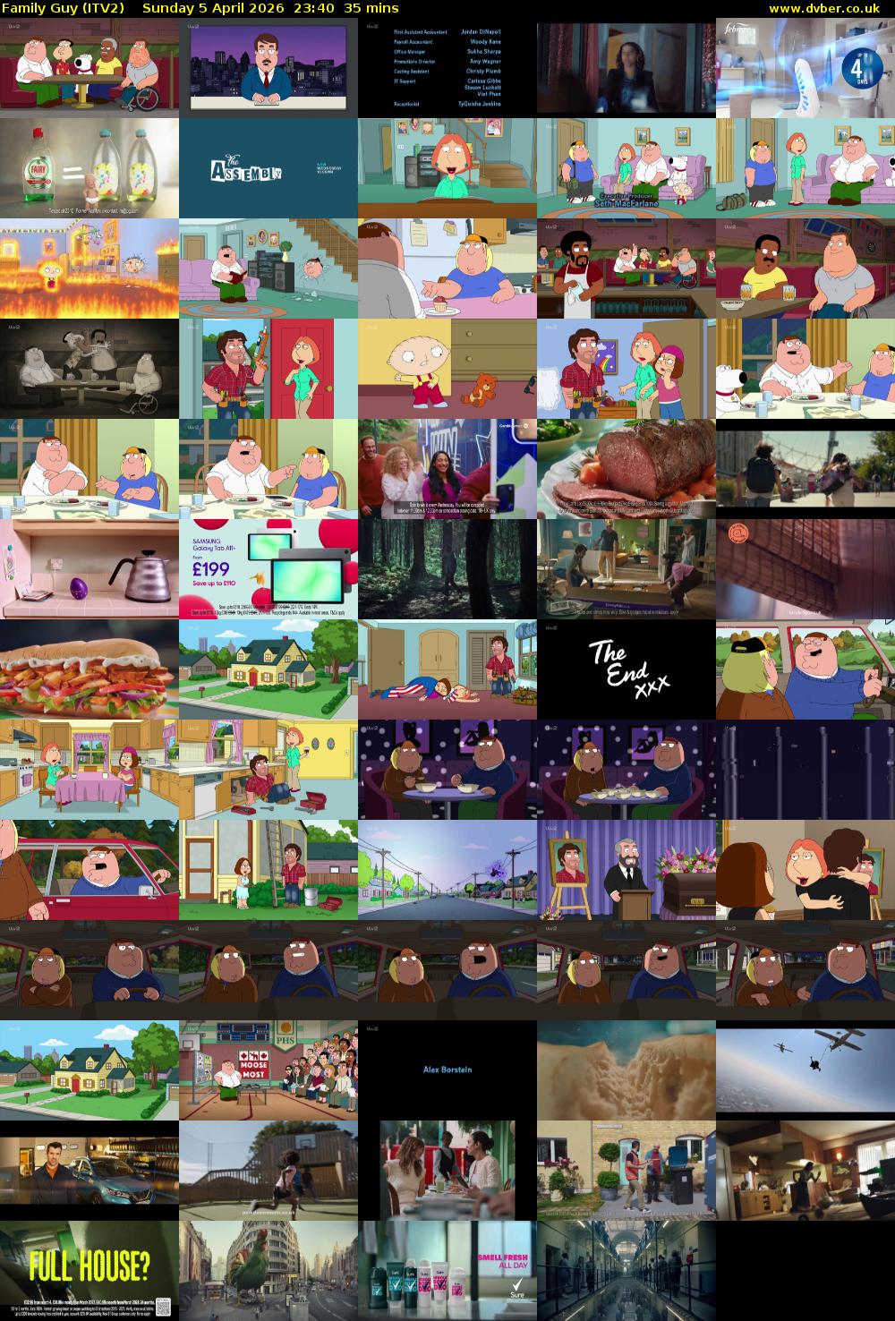 Family Guy (ITV2) Sunday 5 April 2026 23:40 - 00:15