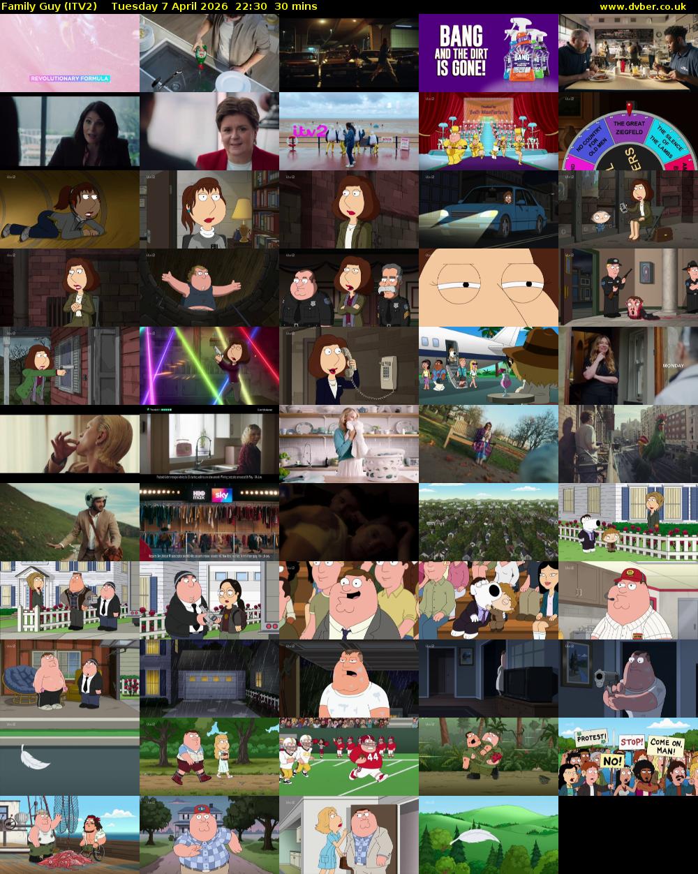 Family Guy (ITV2) Tuesday 7 April 2026 22:30 - 23:00