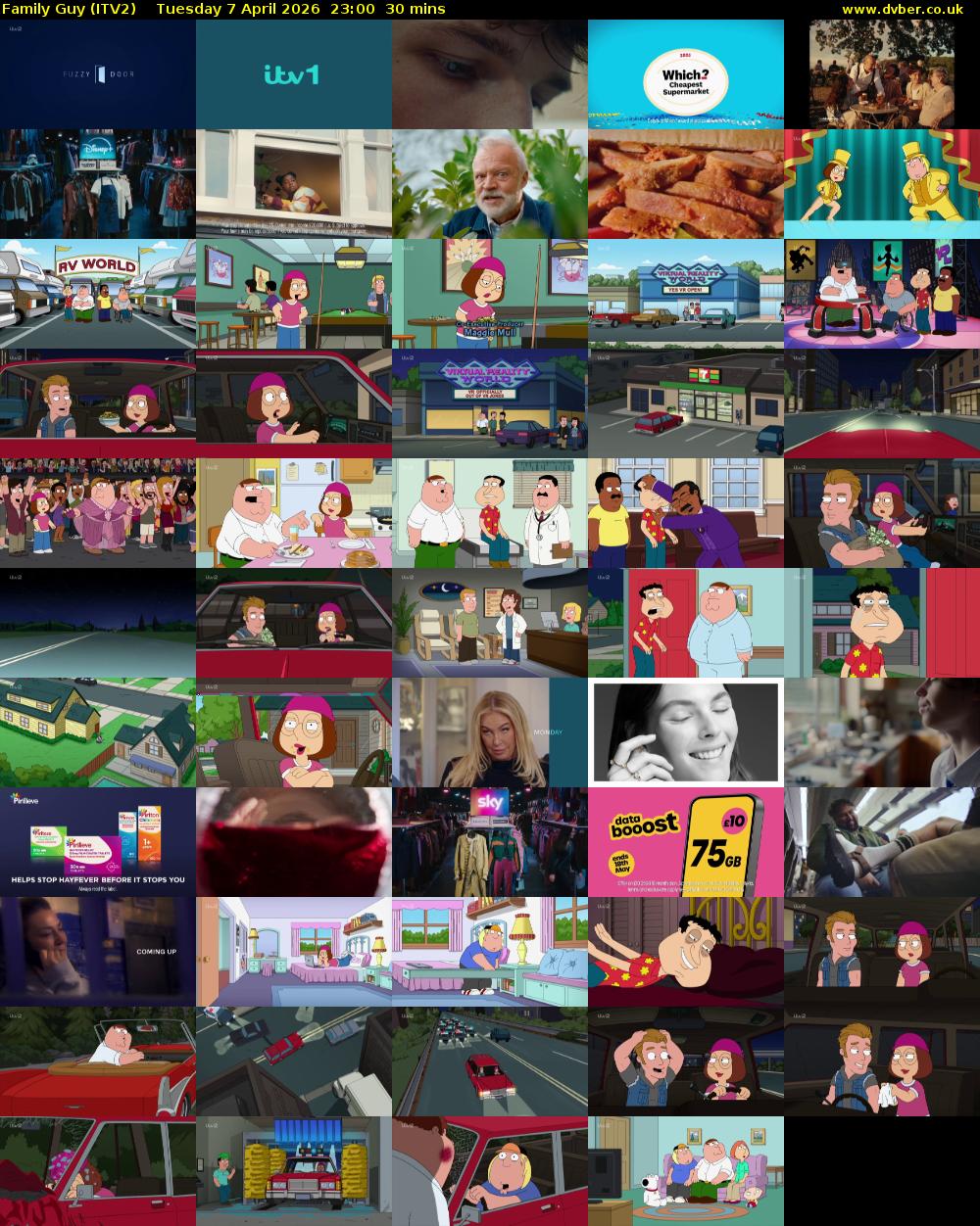 Family Guy (ITV2) Tuesday 7 April 2026 23:00 - 23:30