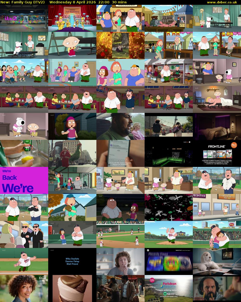 Family Guy (ITV2) Wednesday 8 April 2026 22:00 - 22:30