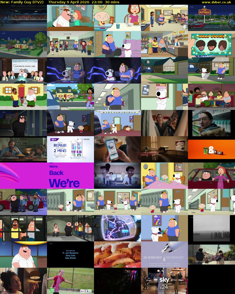 Family Guy (ITV2) Thursday 9 April 2026 22:00 - 22:30