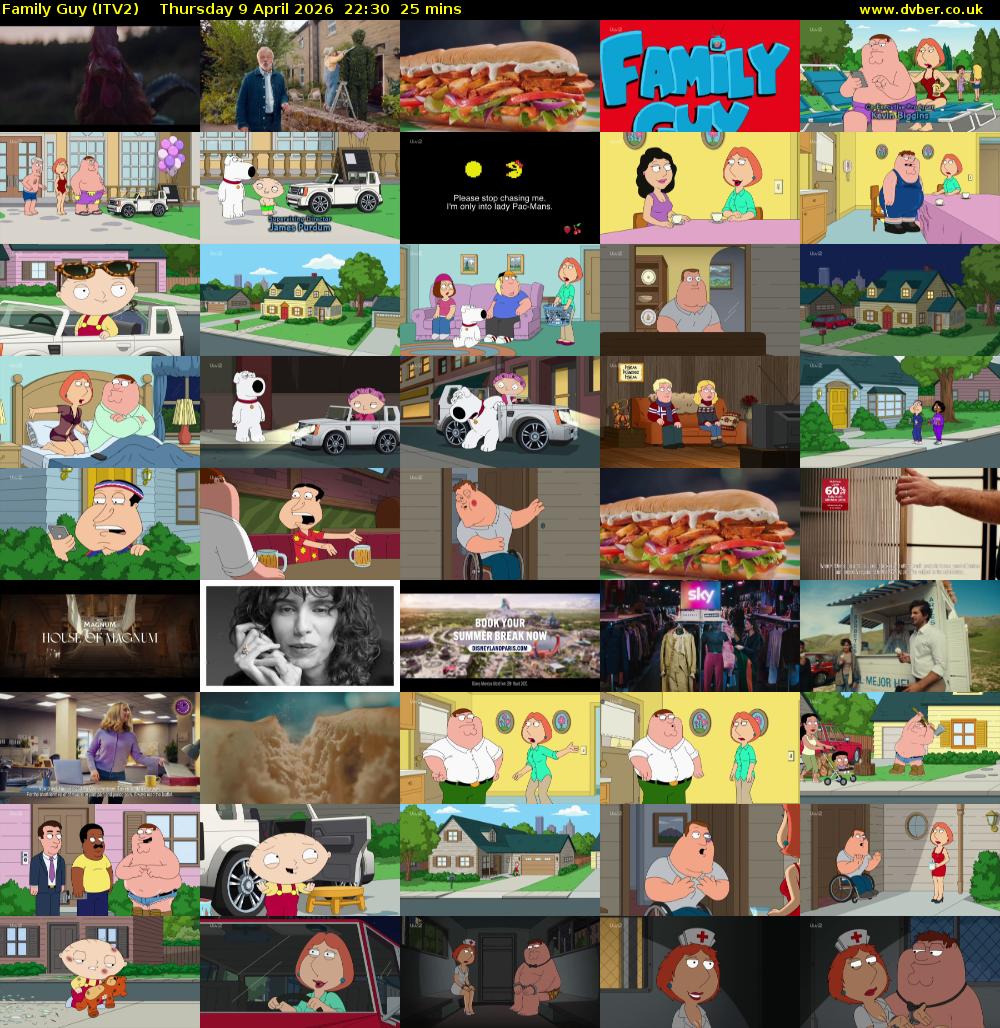 Family Guy (ITV2) Thursday 9 April 2026 22:30 - 22:55