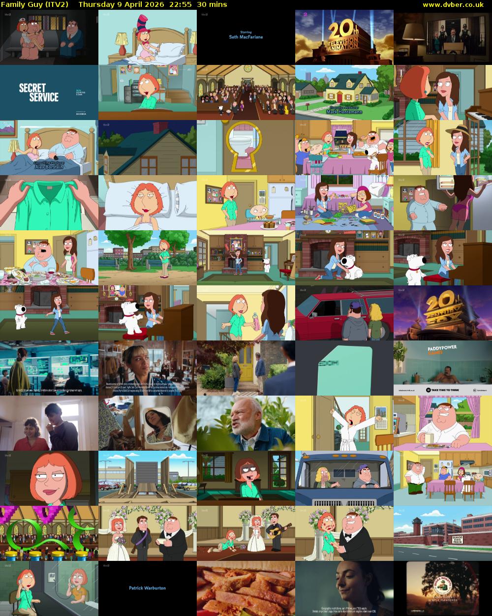 Family Guy (ITV2) Thursday 9 April 2026 22:55 - 23:25