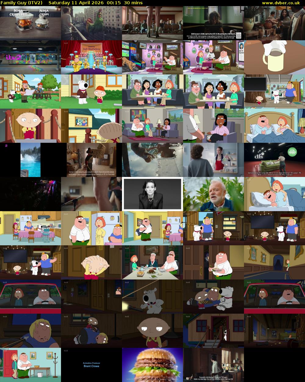 Family Guy (ITV2) Saturday 11 April 2026 00:15 - 00:45