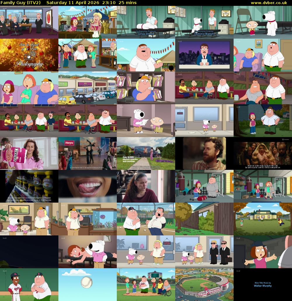Family Guy (ITV2) Saturday 11 April 2026 23:10 - 23:35