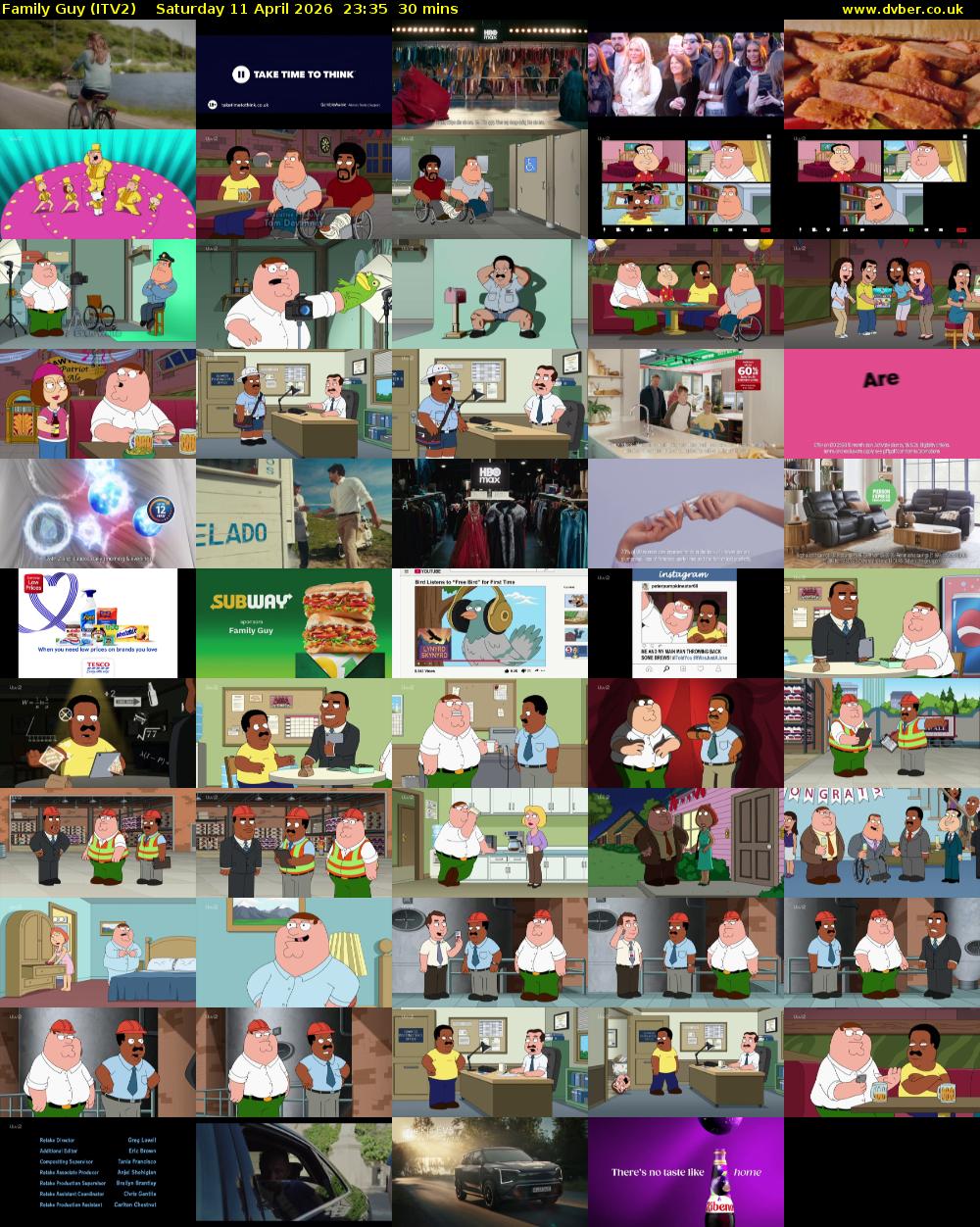 Family Guy (ITV2) Saturday 11 April 2026 23:35 - 00:05