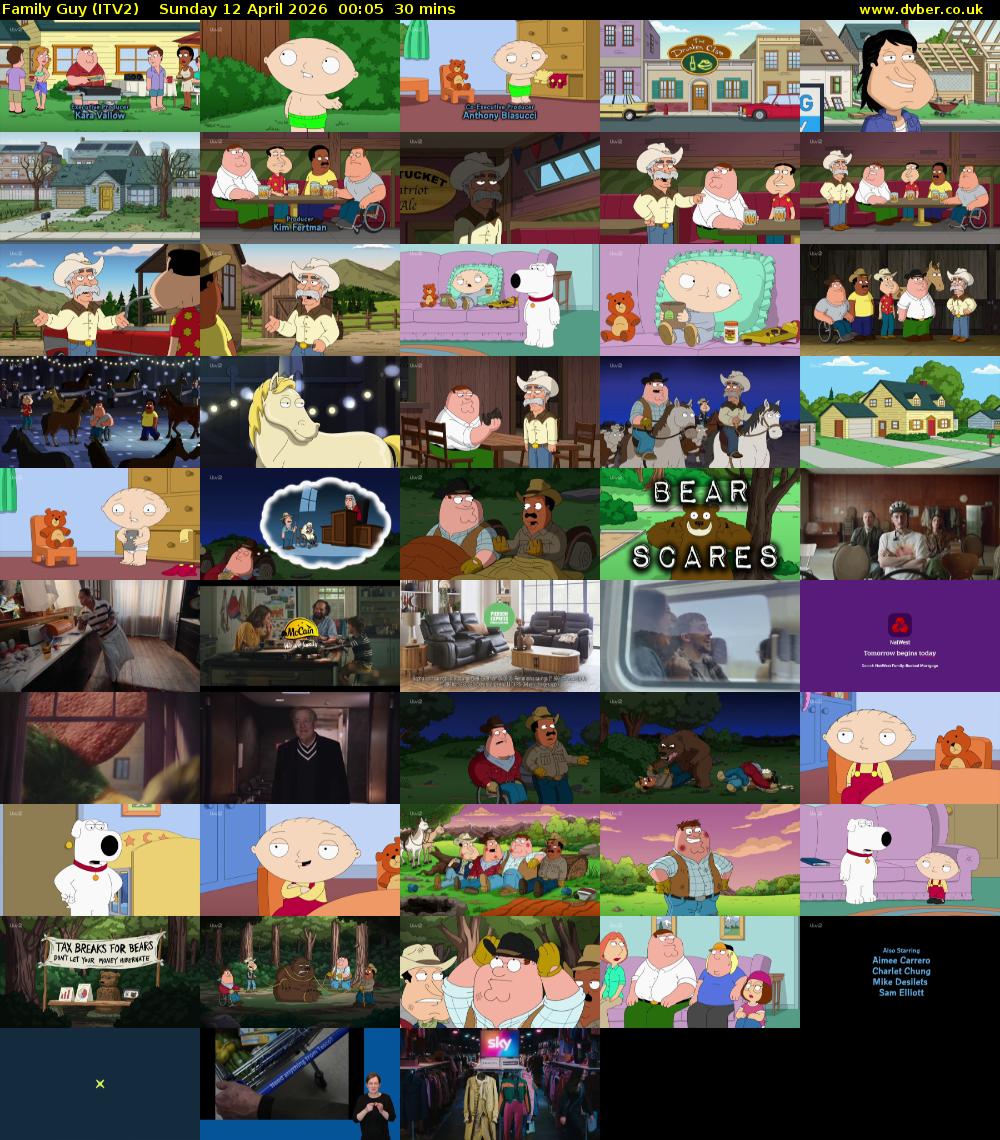 Family Guy (ITV2) Sunday 12 April 2026 00:05 - 00:35