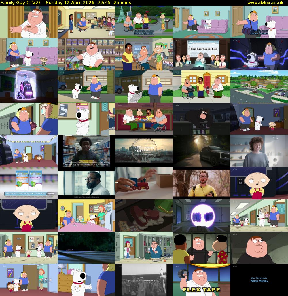 Family Guy (ITV2) Sunday 12 April 2026 22:45 - 23:10