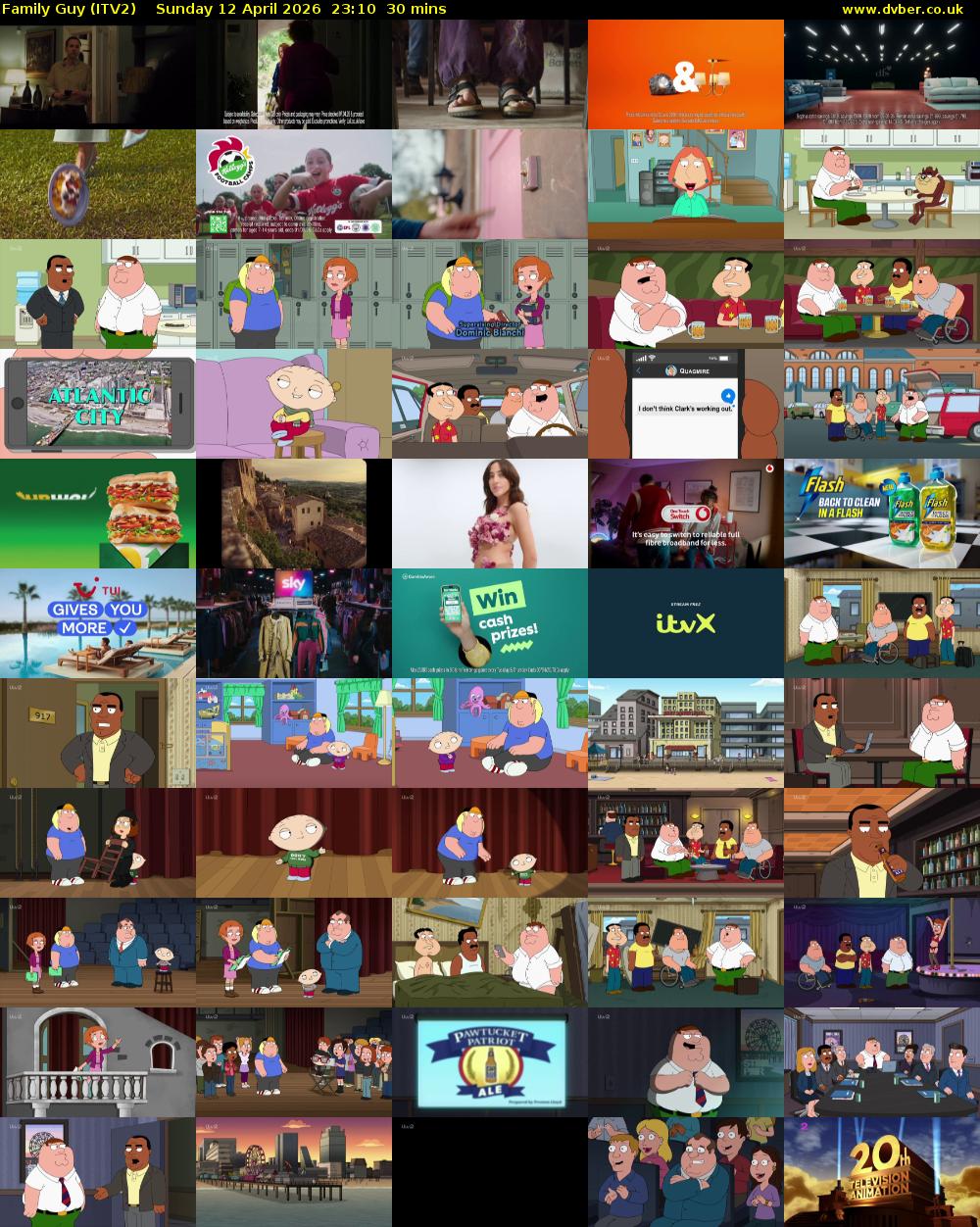 Family Guy (ITV2) Sunday 12 April 2026 23:10 - 23:40