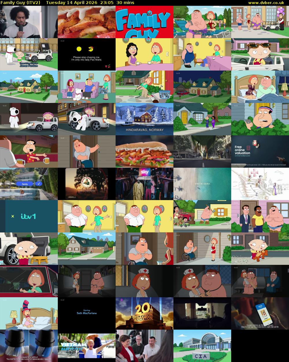 Family Guy (ITV2) Tuesday 14 April 2026 23:05 - 23:35