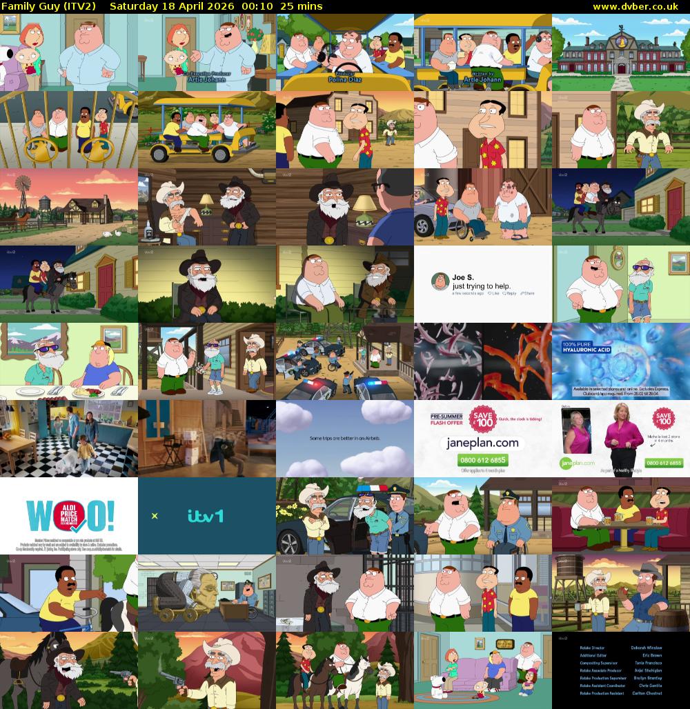 Family Guy (ITV2) Saturday 18 April 2026 00:10 - 00:35