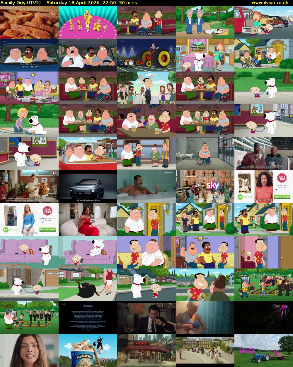 Family Guy (ITV2) Saturday 18 April 2026 22:50 - 23:20
