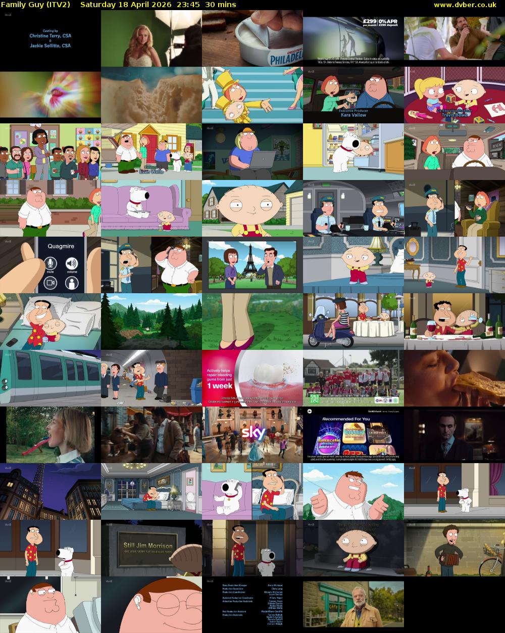 Family Guy (ITV2) Saturday 18 April 2026 23:45 - 00:15