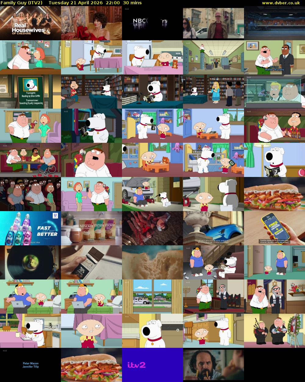 Family Guy (ITV2) Tuesday 21 April 2026 22:00 - 22:30