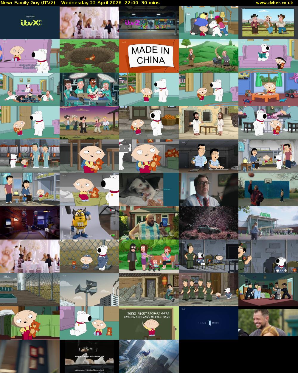 Family Guy (ITV2) Wednesday 22 April 2026 22:00 - 22:30