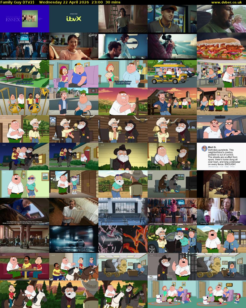 Family Guy (ITV2) Wednesday 22 April 2026 23:00 - 23:30