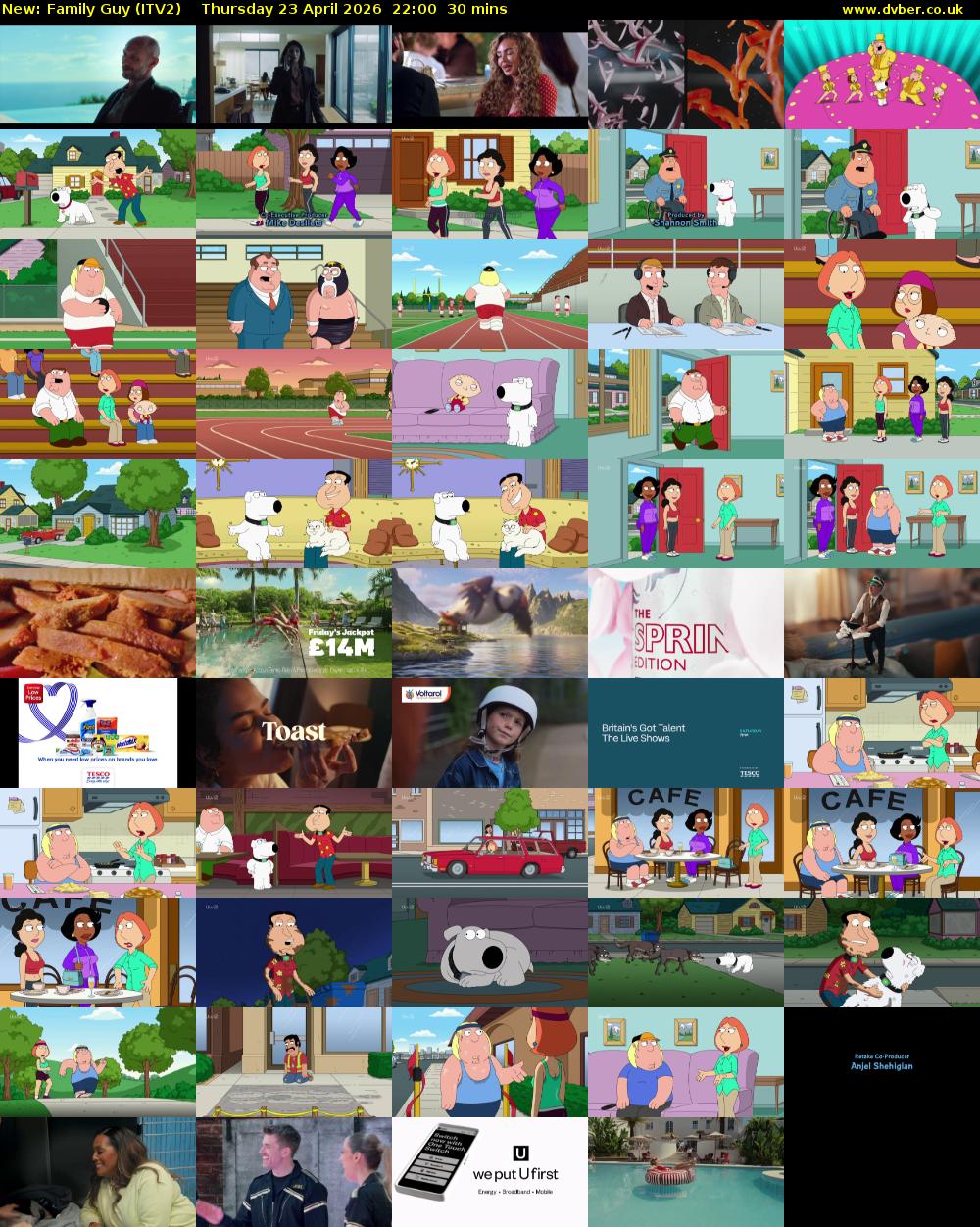 Family Guy (ITV2) Thursday 23 April 2026 22:00 - 22:30