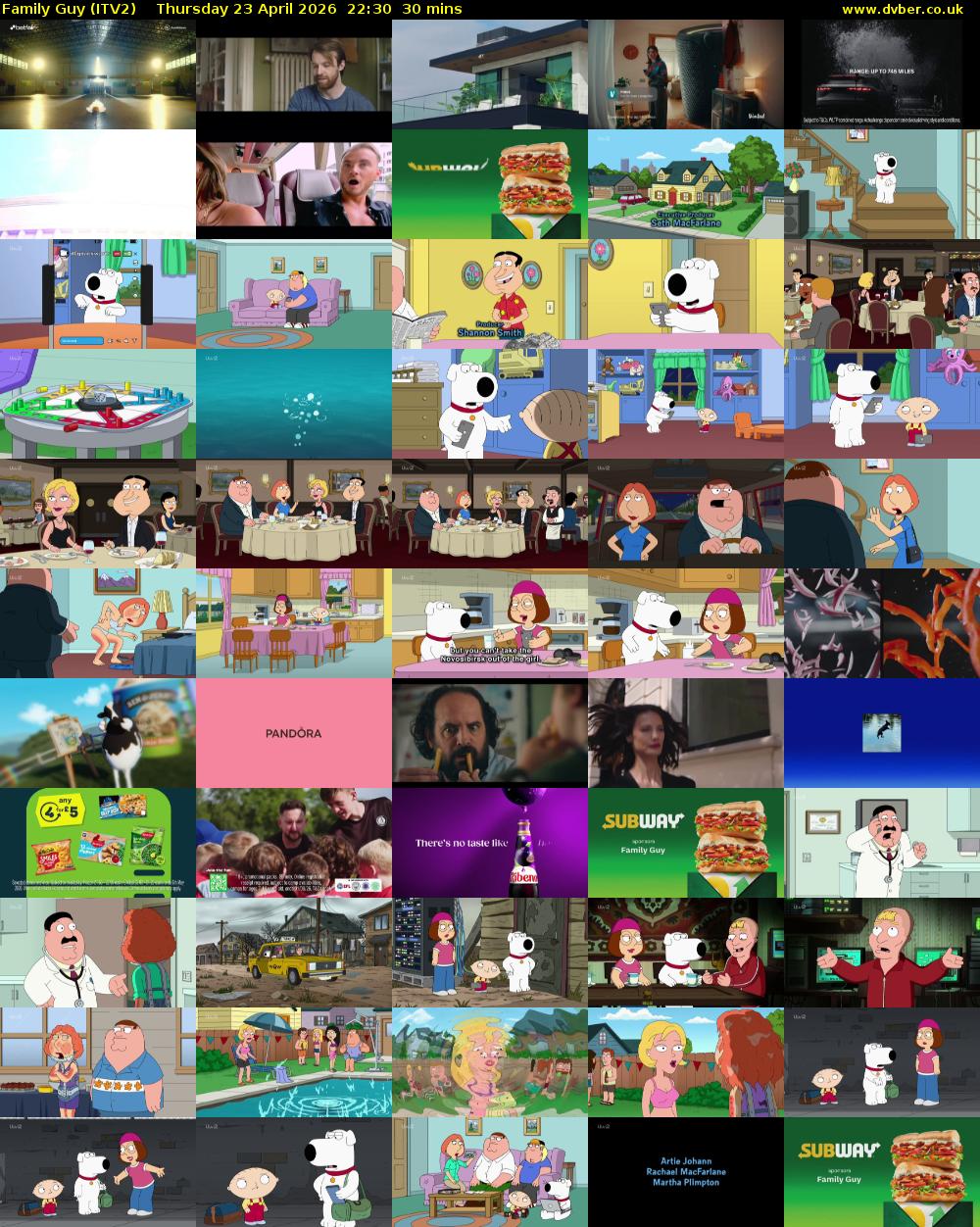 Family Guy (ITV2) Thursday 23 April 2026 22:30 - 23:00