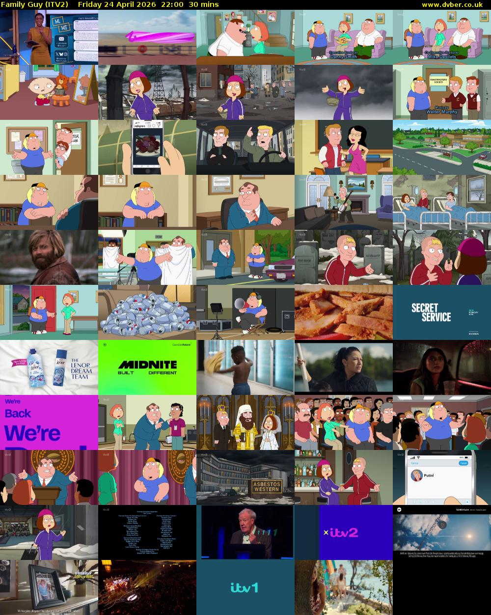 Family Guy (ITV2) Friday 24 April 2026 22:00 - 22:30