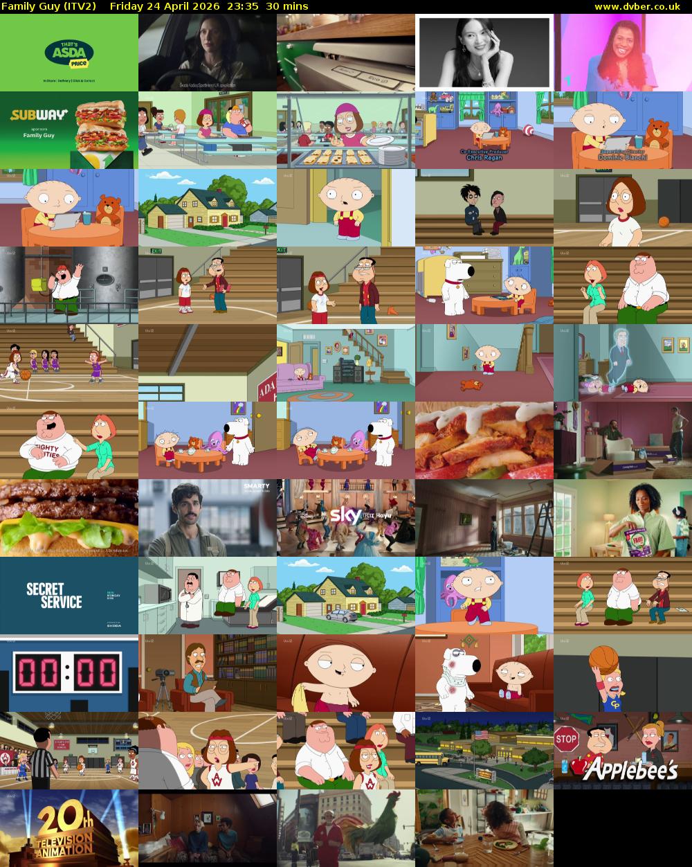 Family Guy (ITV2) Friday 24 April 2026 23:35 - 00:05