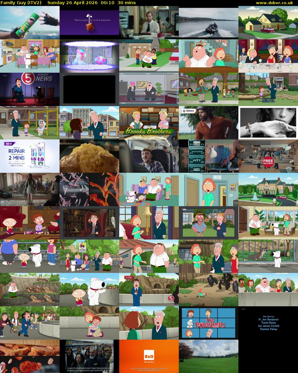 Family Guy (ITV2) Sunday 26 April 2026 00:10 - 00:40
