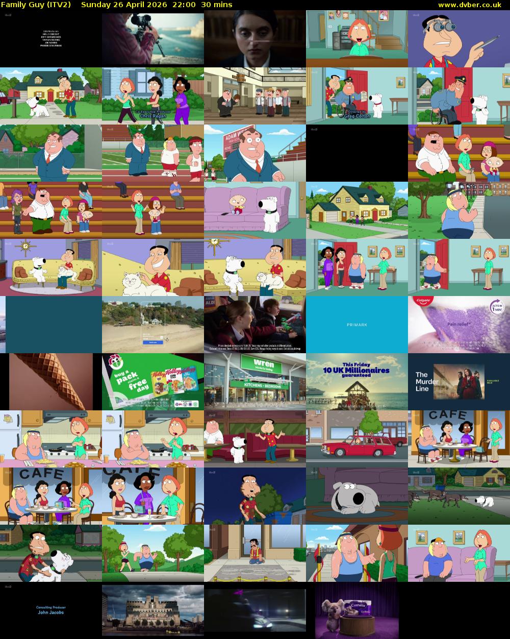 Family Guy (ITV2) Sunday 26 April 2026 22:00 - 22:30